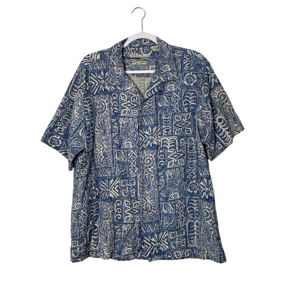 Batik Bay 100% Silk Hawaiian Button Up Shirt Men's Size XL